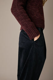 Cable-knit wool crewneck sweater