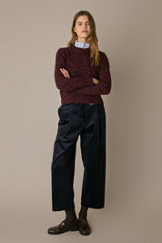 Cable-knit wool crewneck sweater