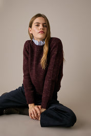Cable-knit wool crewneck sweater