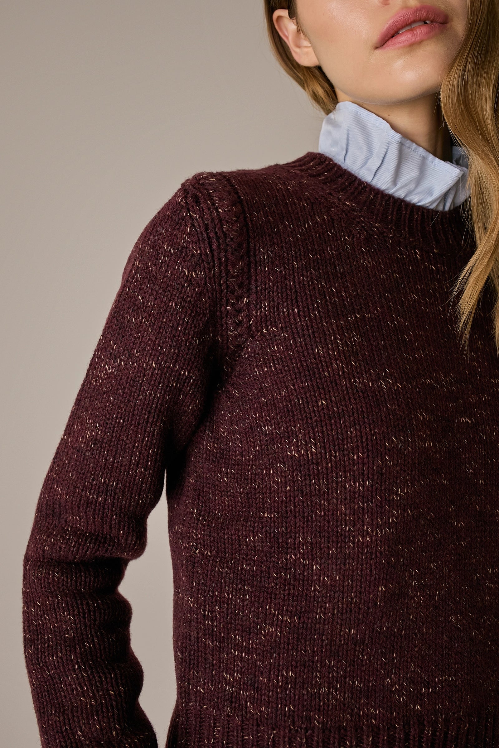 Cable-knit wool crewneck sweater