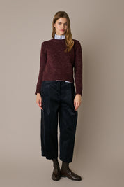Cable-knit wool crewneck sweater