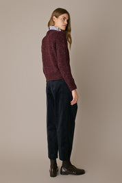 Cable-knit wool crewneck sweater