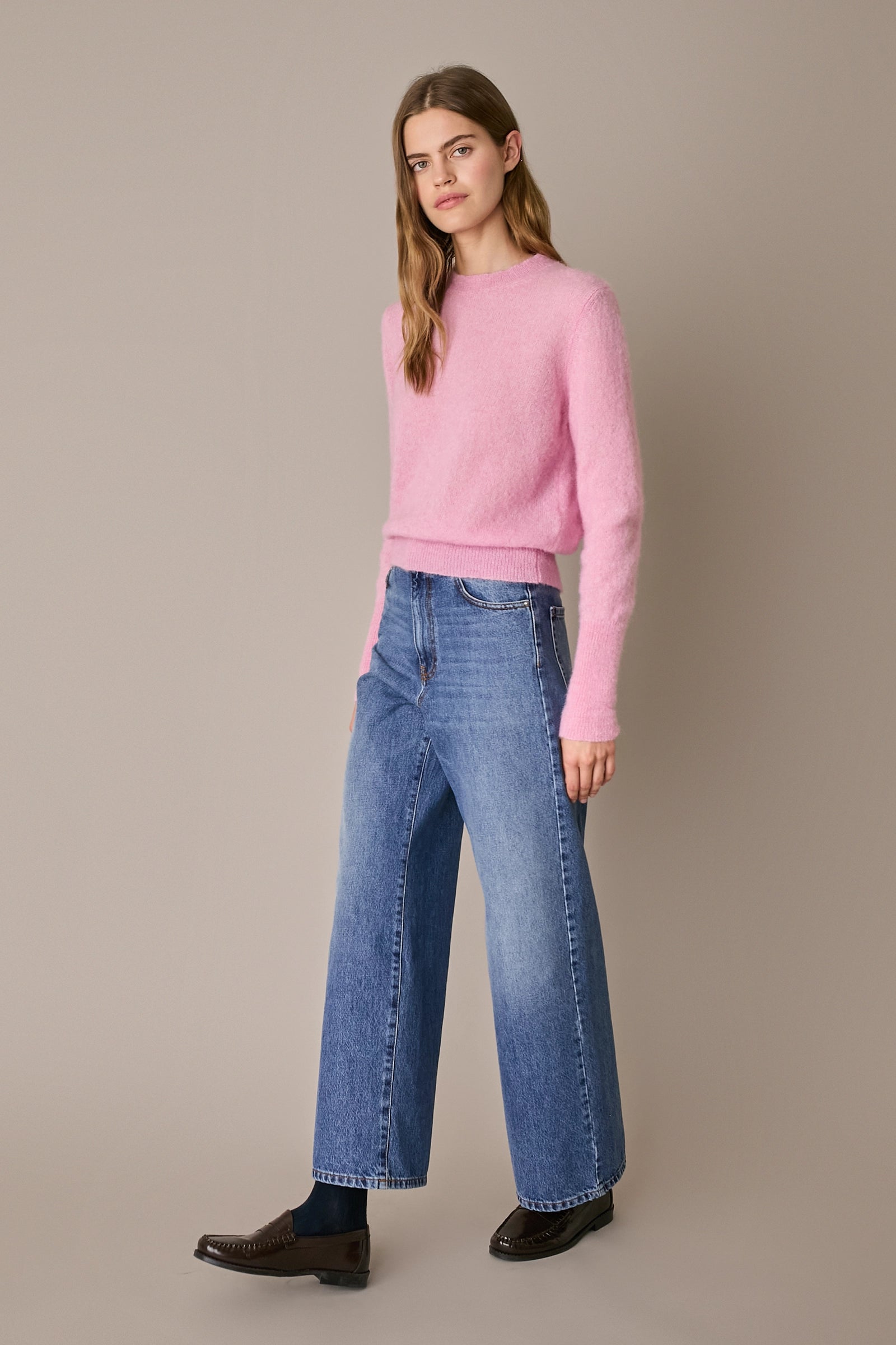 Maglia girocollo in alpaca rosa