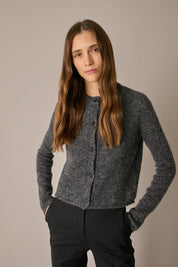 Alpaca blend crewneck cardigan