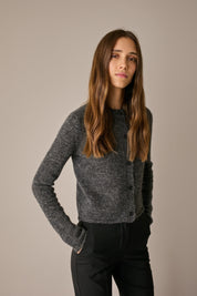 Alpaca blend crewneck cardigan