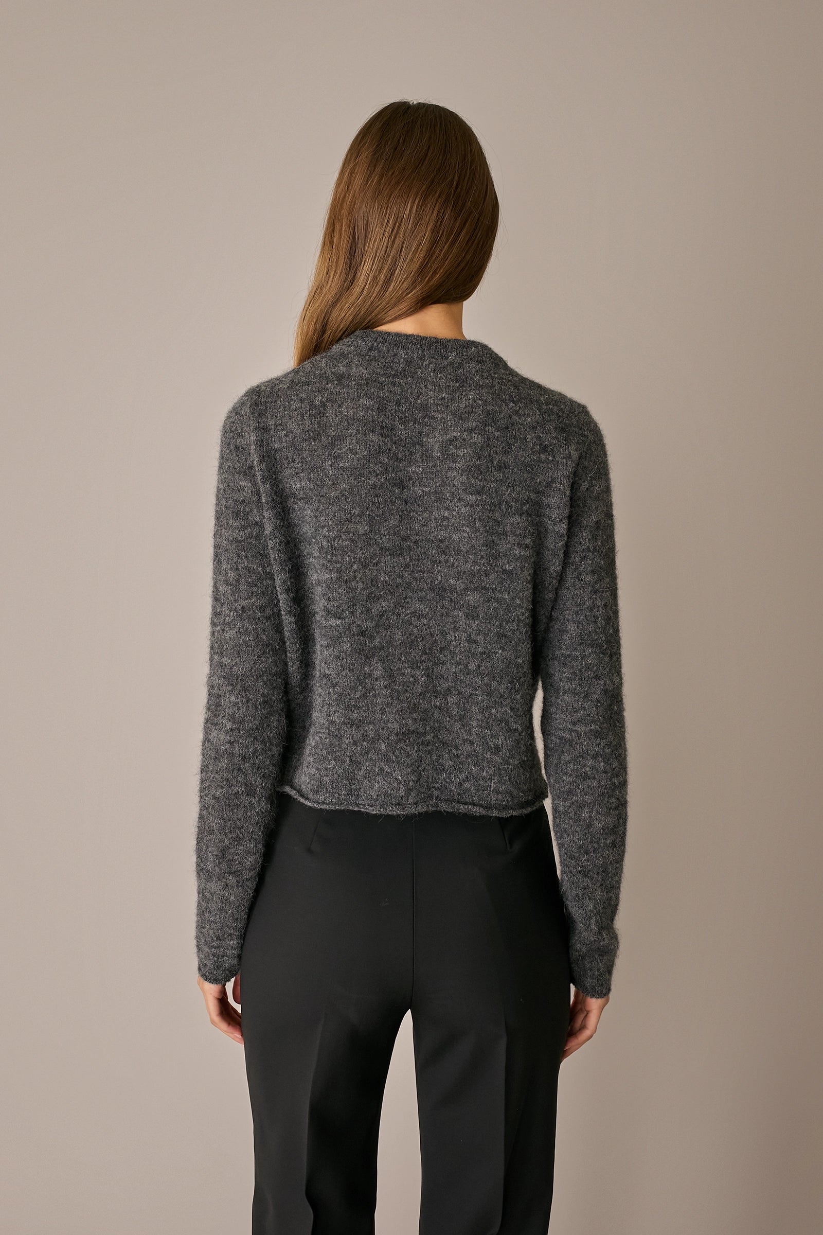 Alpaca blend crewneck cardigan