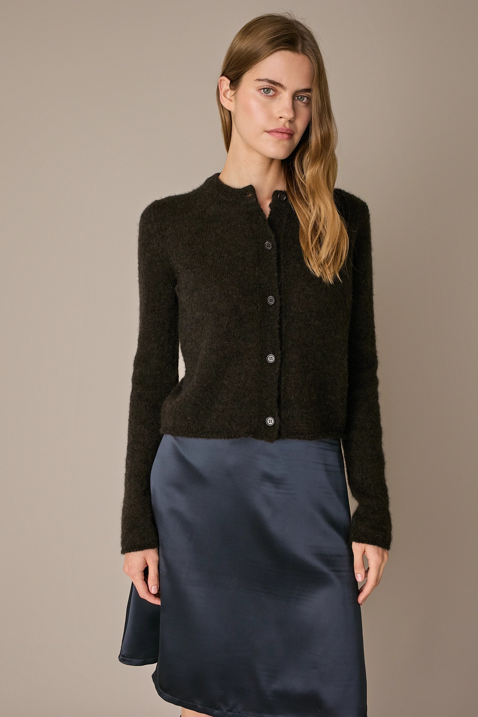 Alpaca blend crewneck cardigan