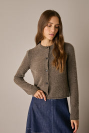 Alpaca blend crewneck cardigan