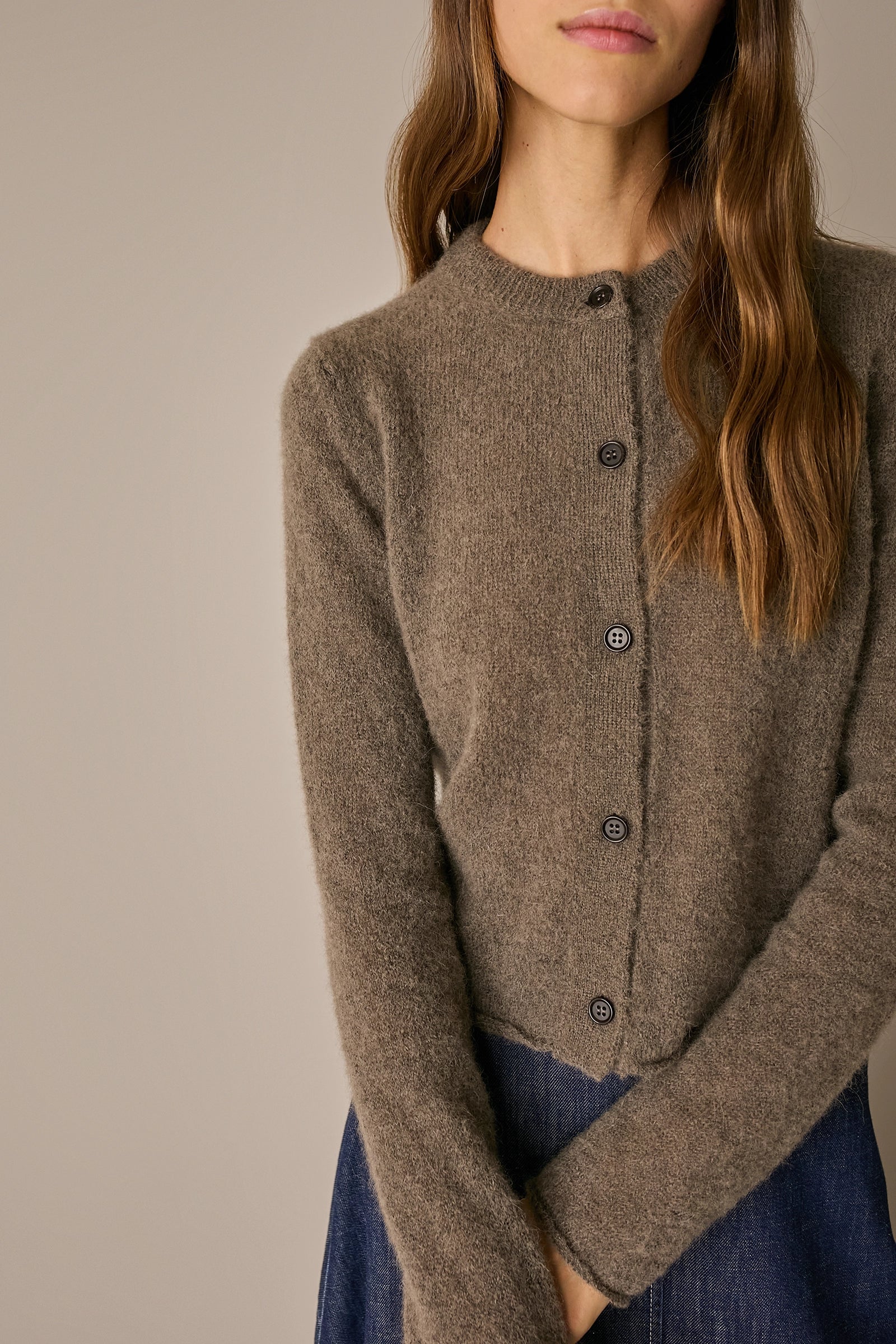 Alpaca blend crewneck cardigan