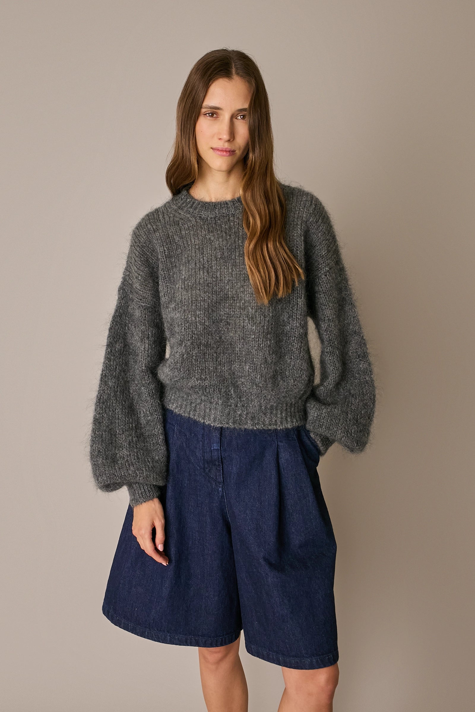 Maglione in mohair con maniche ampie