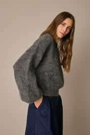 Maglione in mohair con maniche ampie