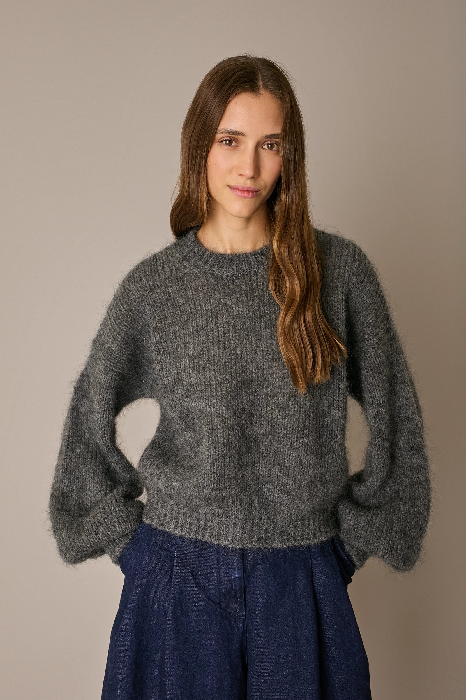 Maglione in mohair con maniche ampie