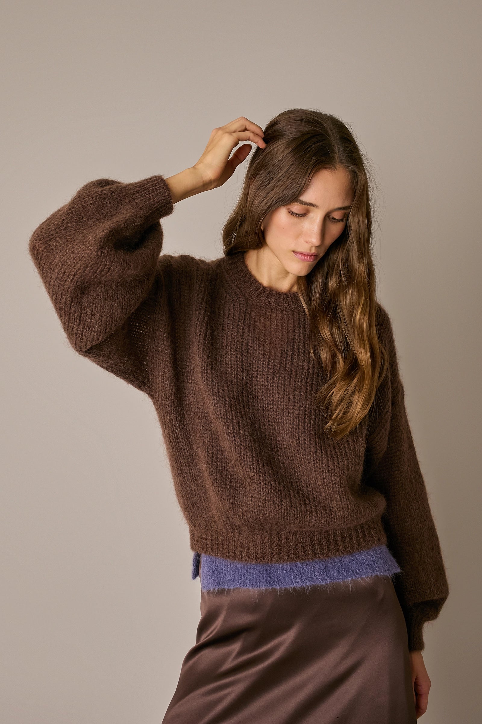 Maglione in mohair con maniche ampie