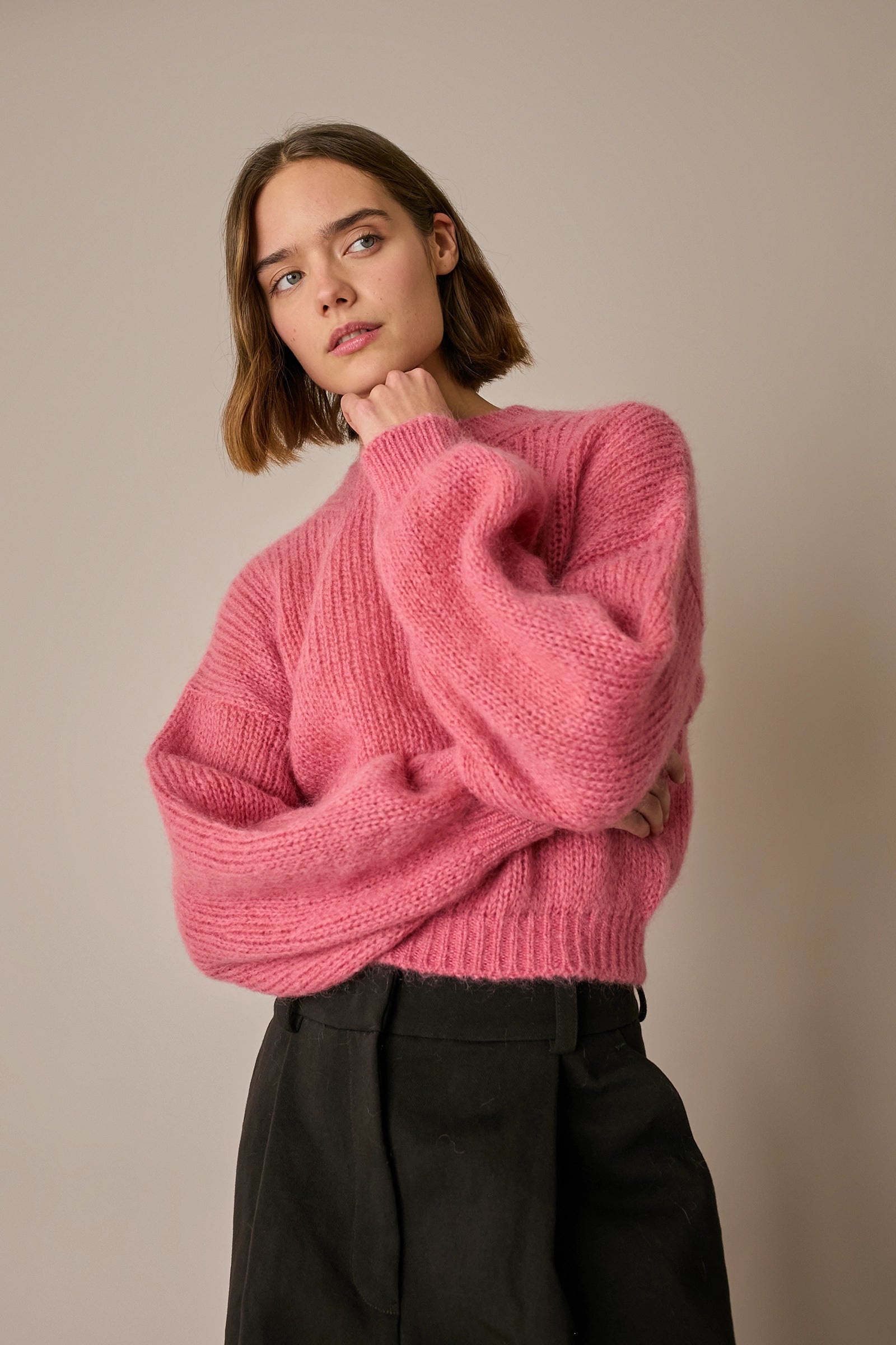 Maglione in mohair con maniche ampie