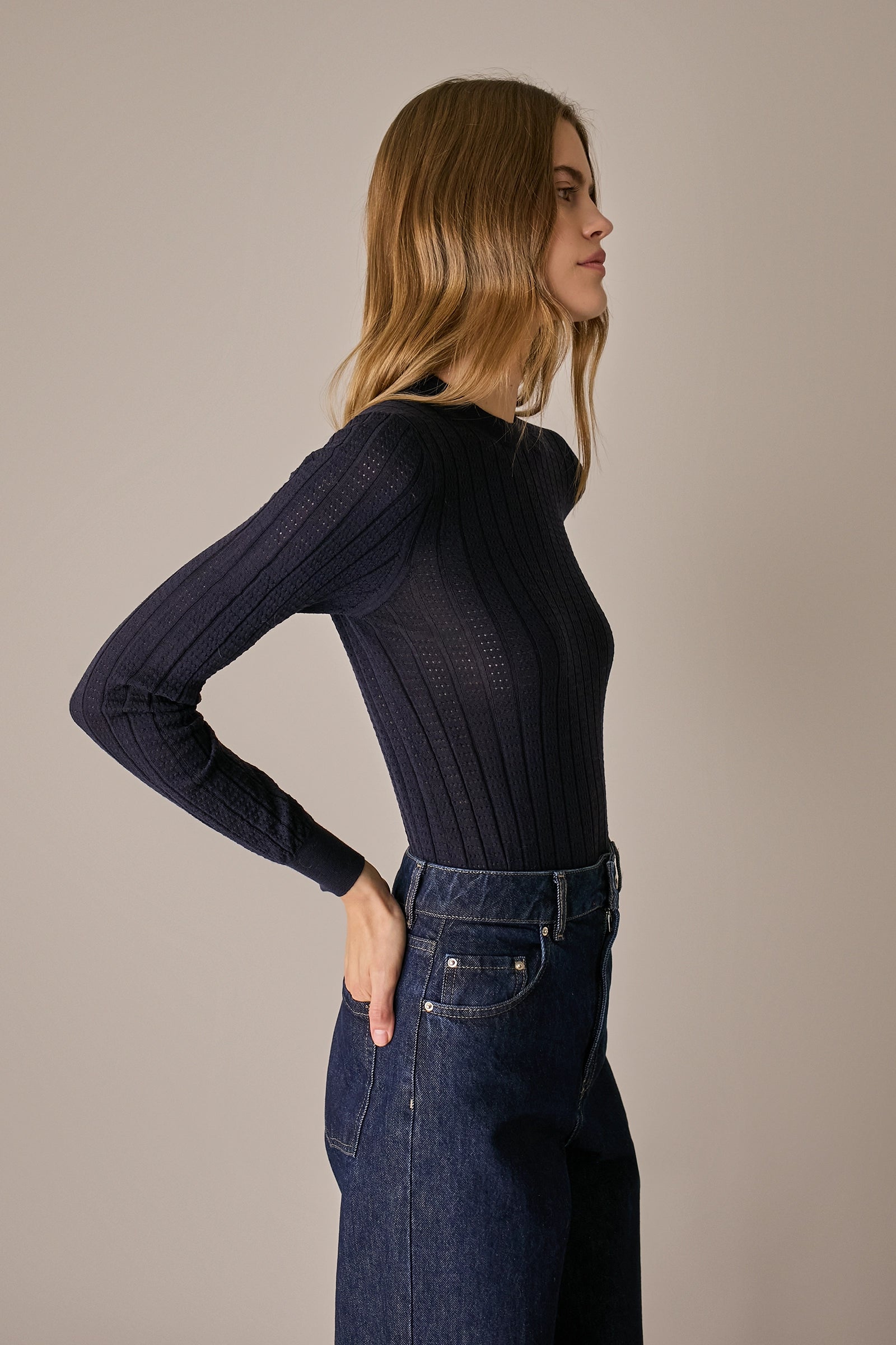 Extra-fine Merino wool openwork sweater