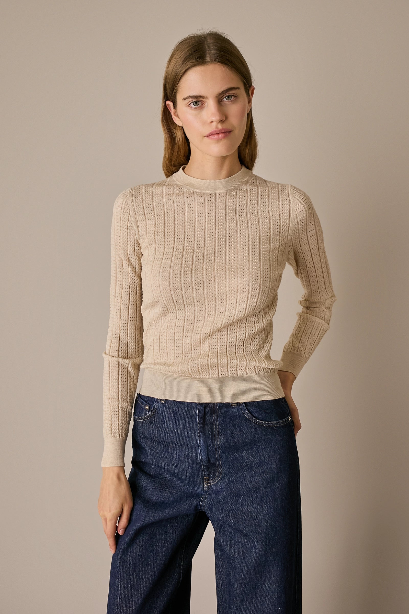 Extra-fine Merino wool openwork sweater