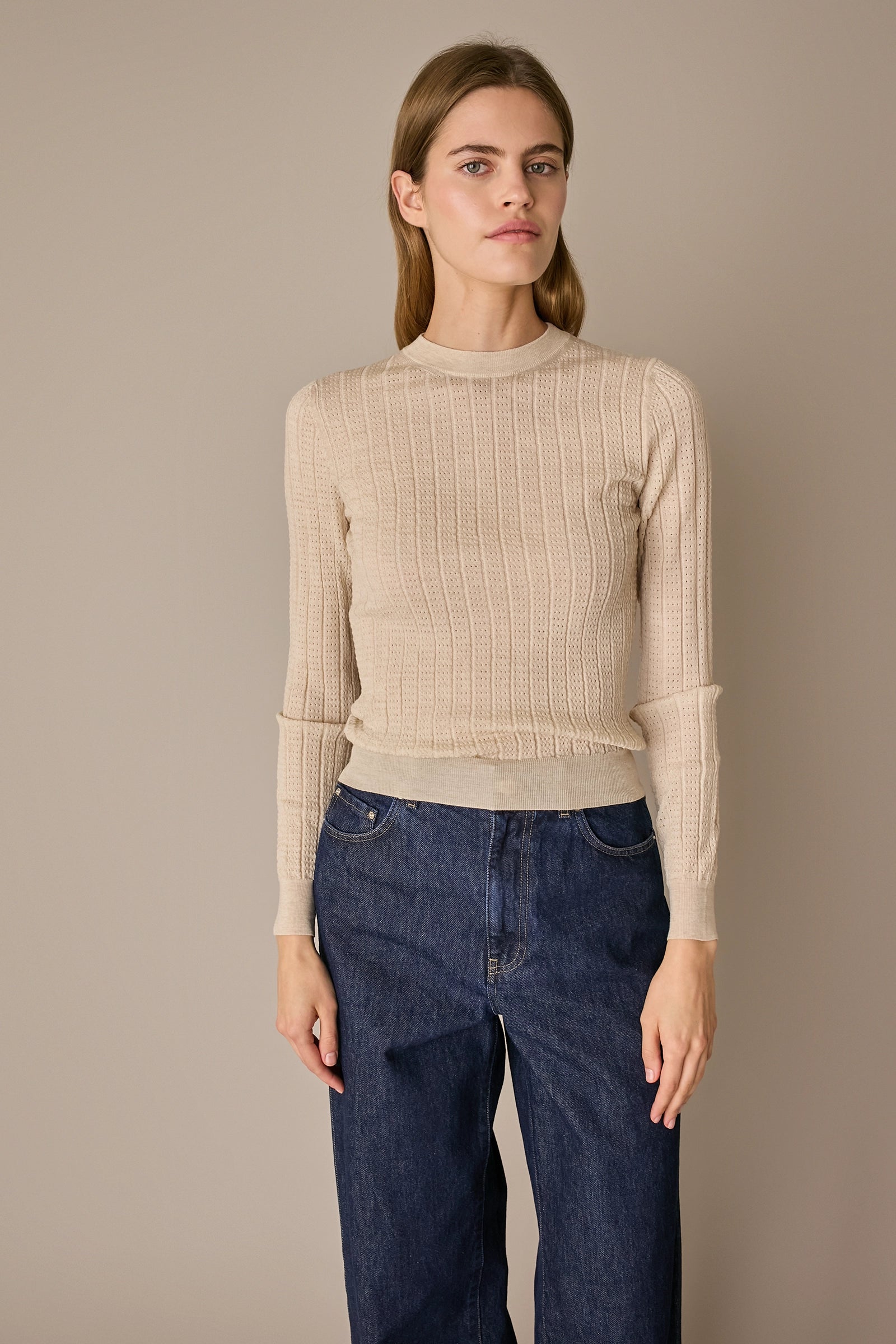 Extra-fine Merino wool openwork sweater