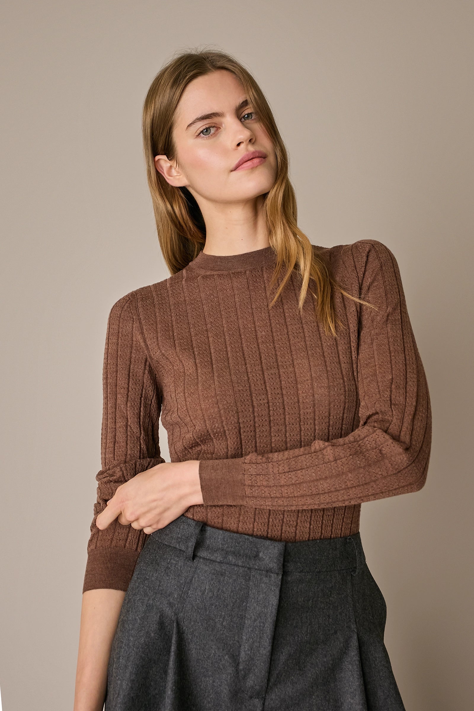 Extra-fine Merino wool openwork sweater