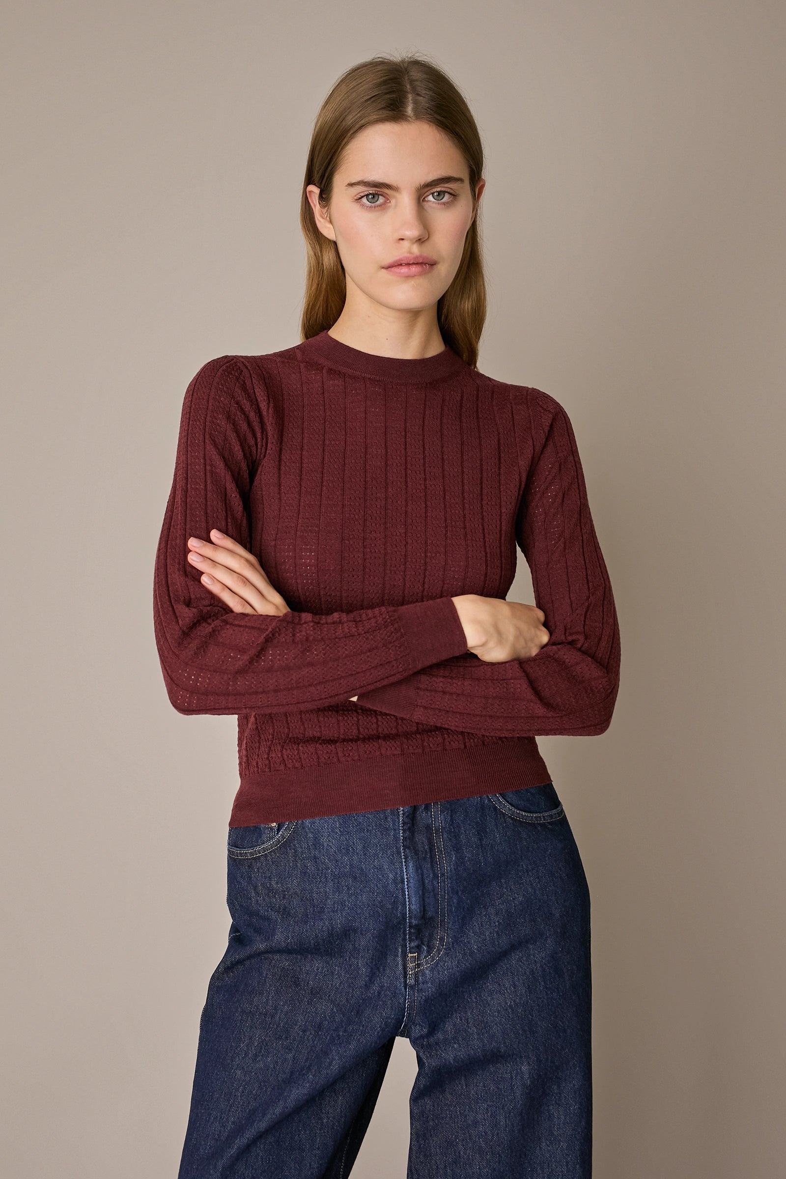 Extra-fine Merino wool openwork sweater