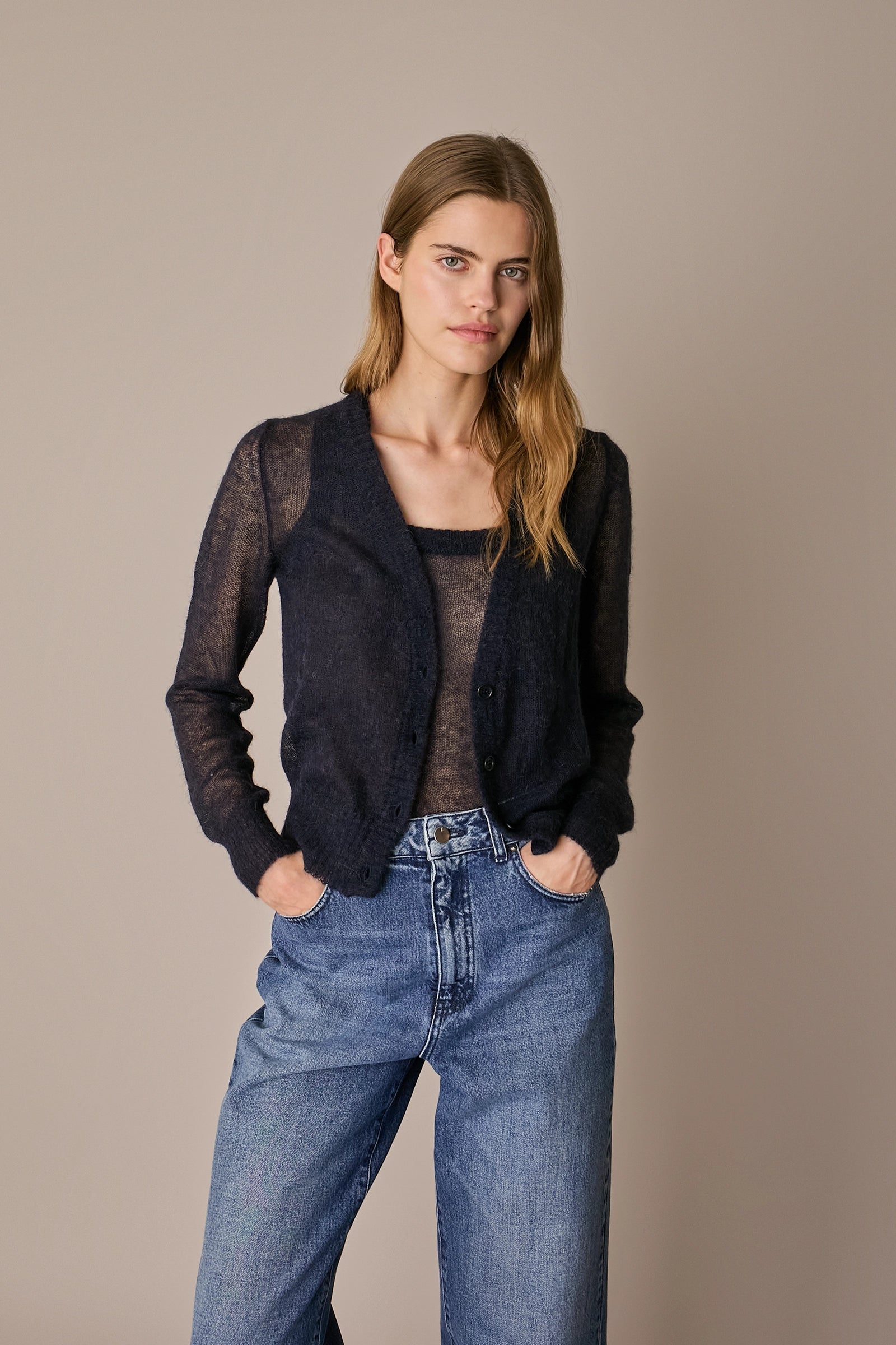 Alpaca and Mohair Cardigan and Tank Top Set