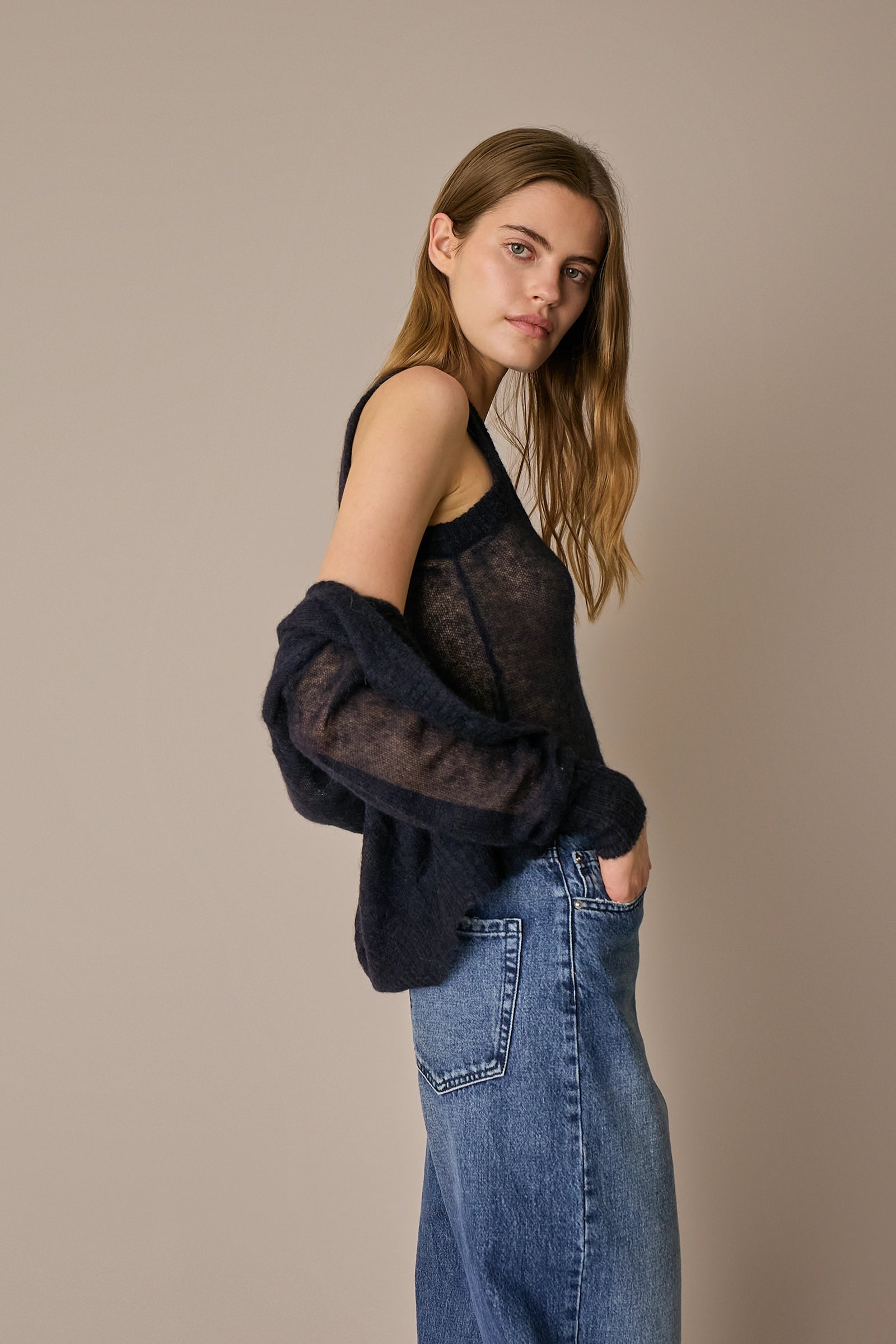 Alpaca and Mohair Cardigan and Tank Top Set