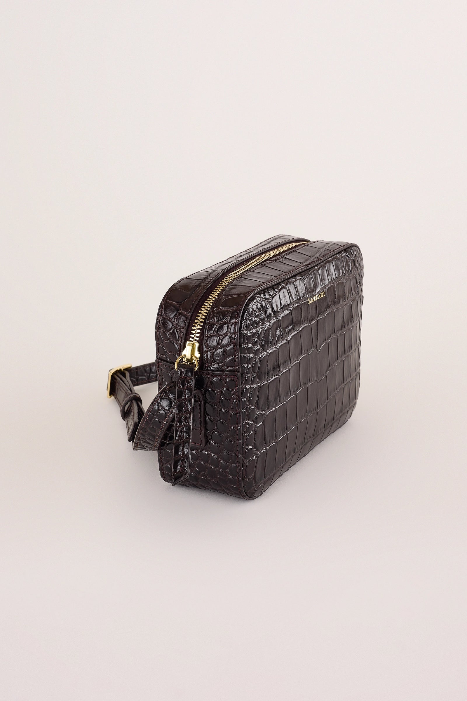 Croco print mini rectangular shoulder bag