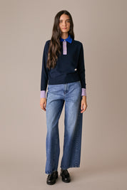 polo colour block biscotto, collo a polo