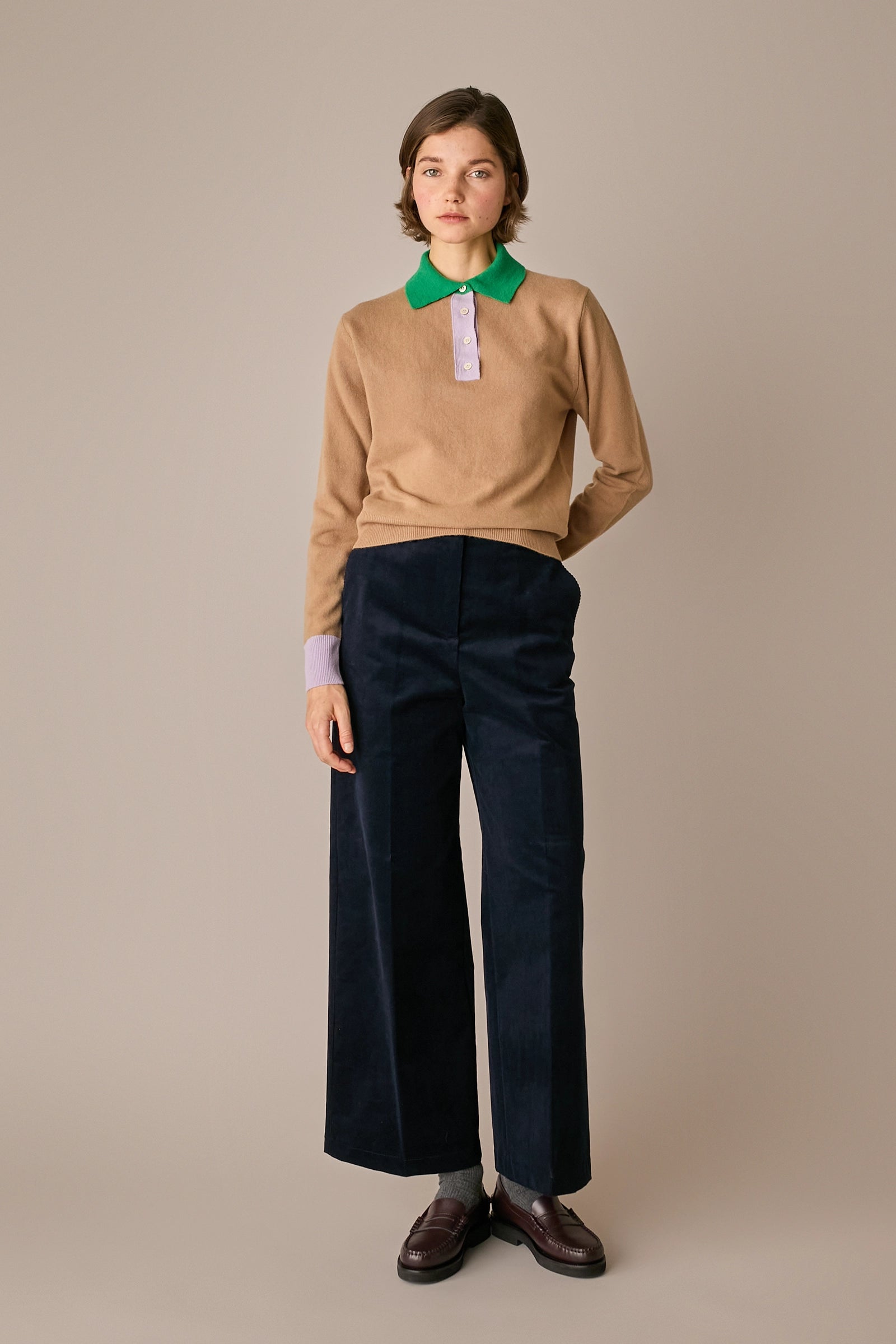 polo colour block biscotto, made in italy