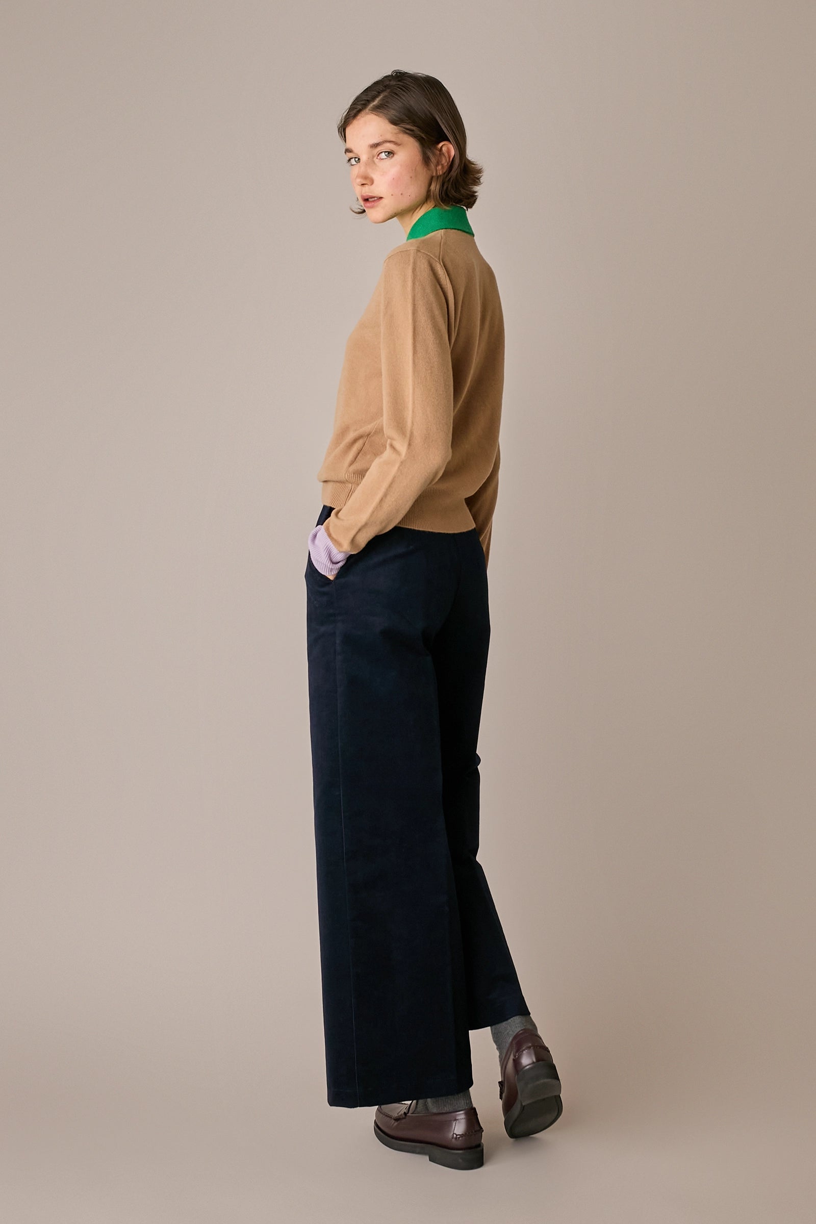 polo colour block da ufficio, biscotto