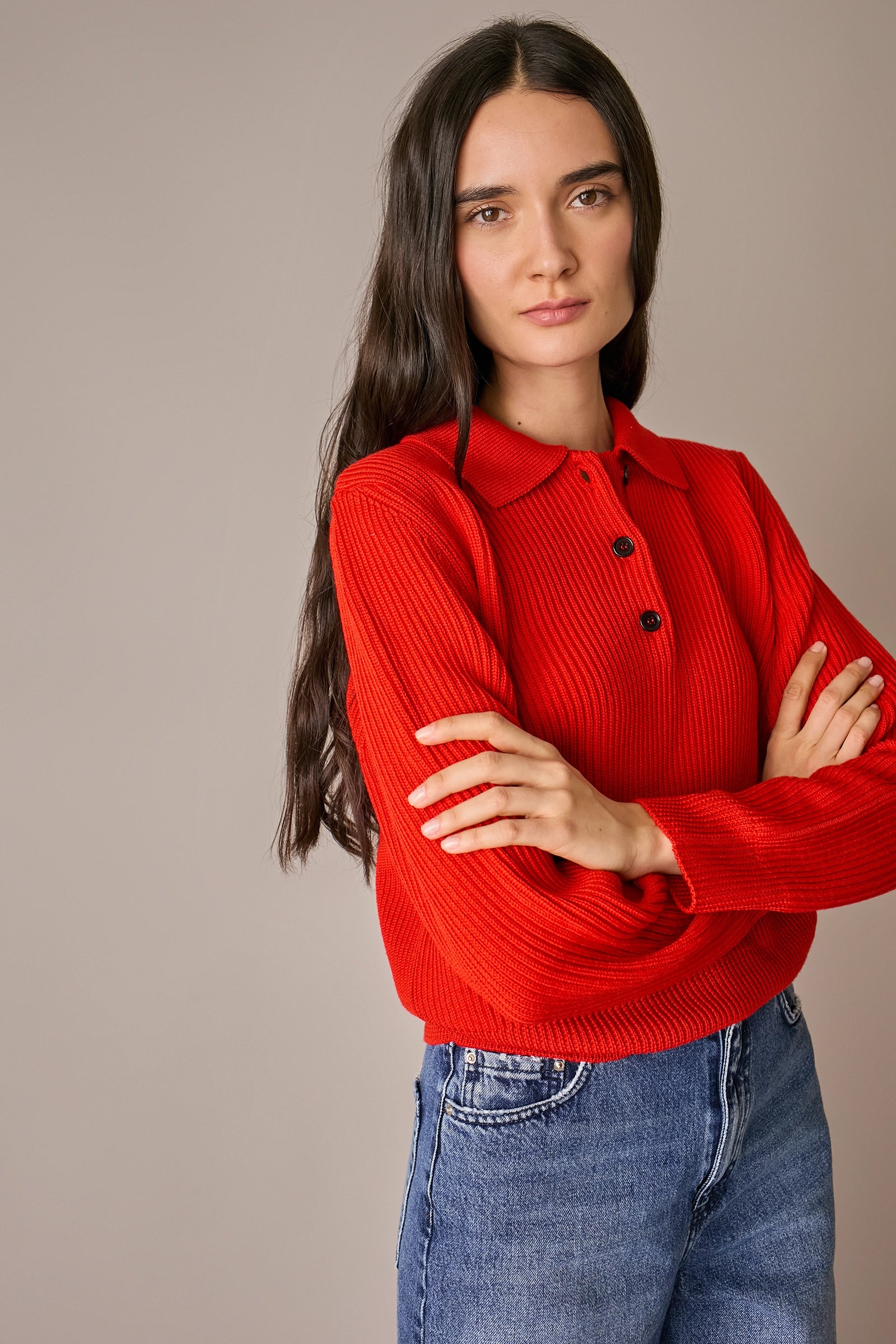 Virgin Wool Polo with Textured Knit