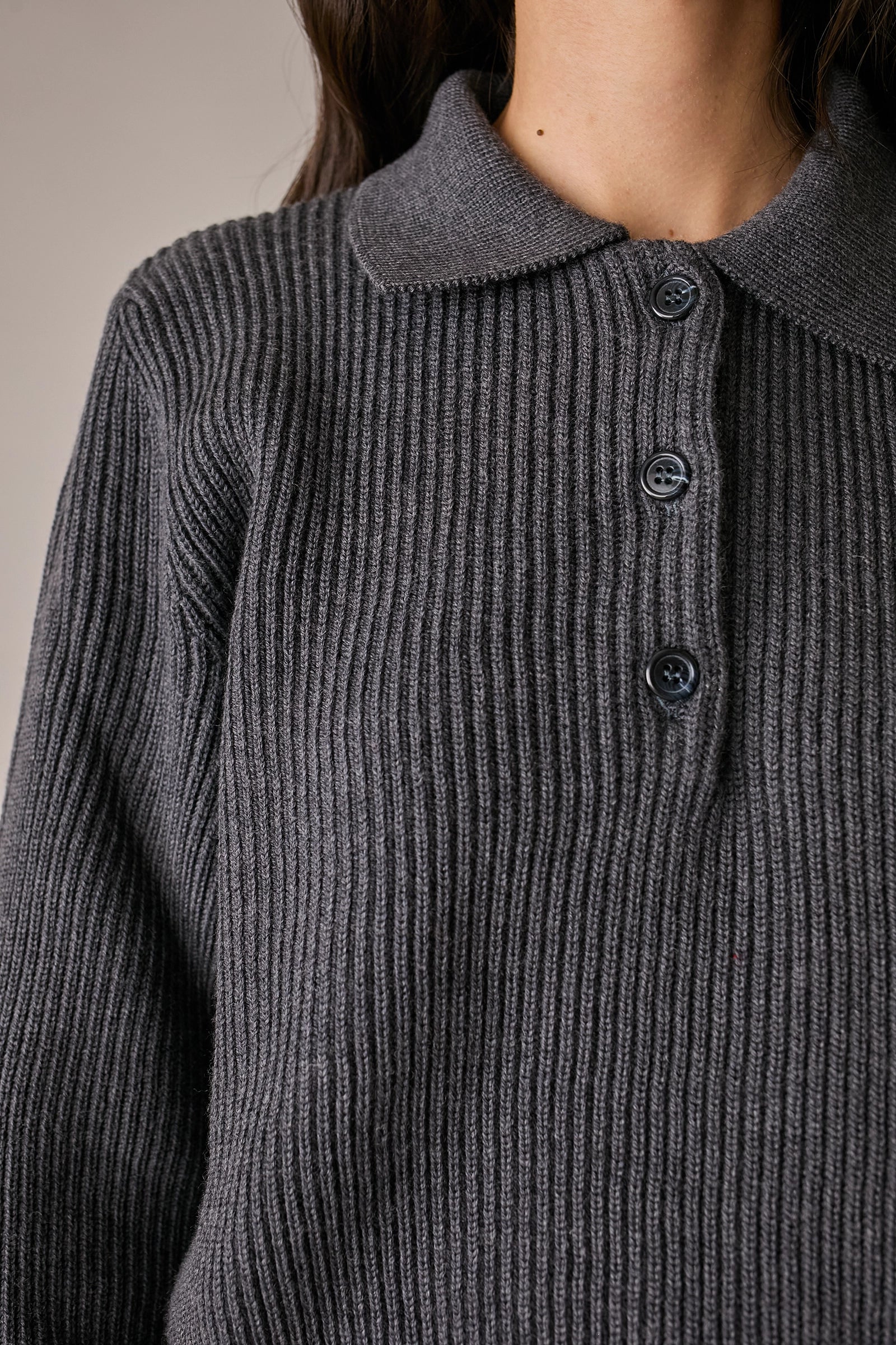 Virgin Wool Polo with Textured Knit