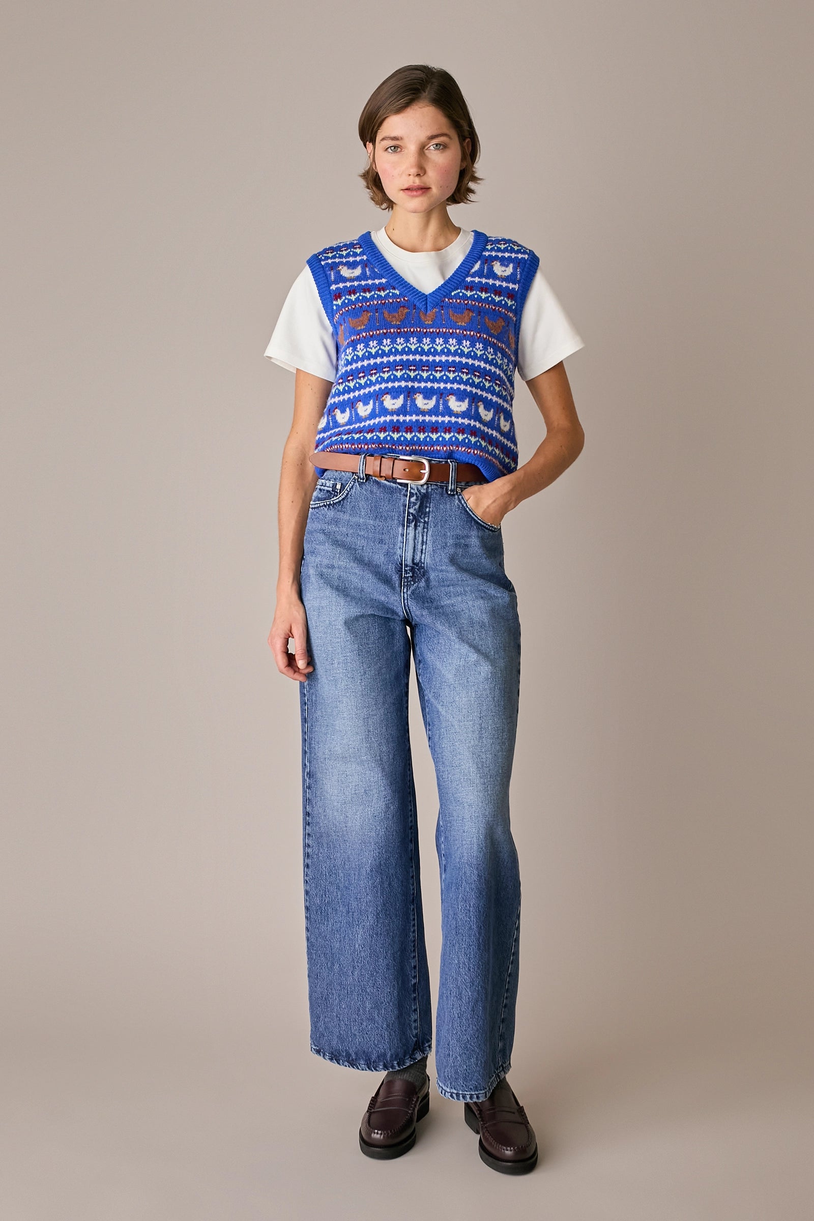 gilet chicken run bluette, orlo a costine