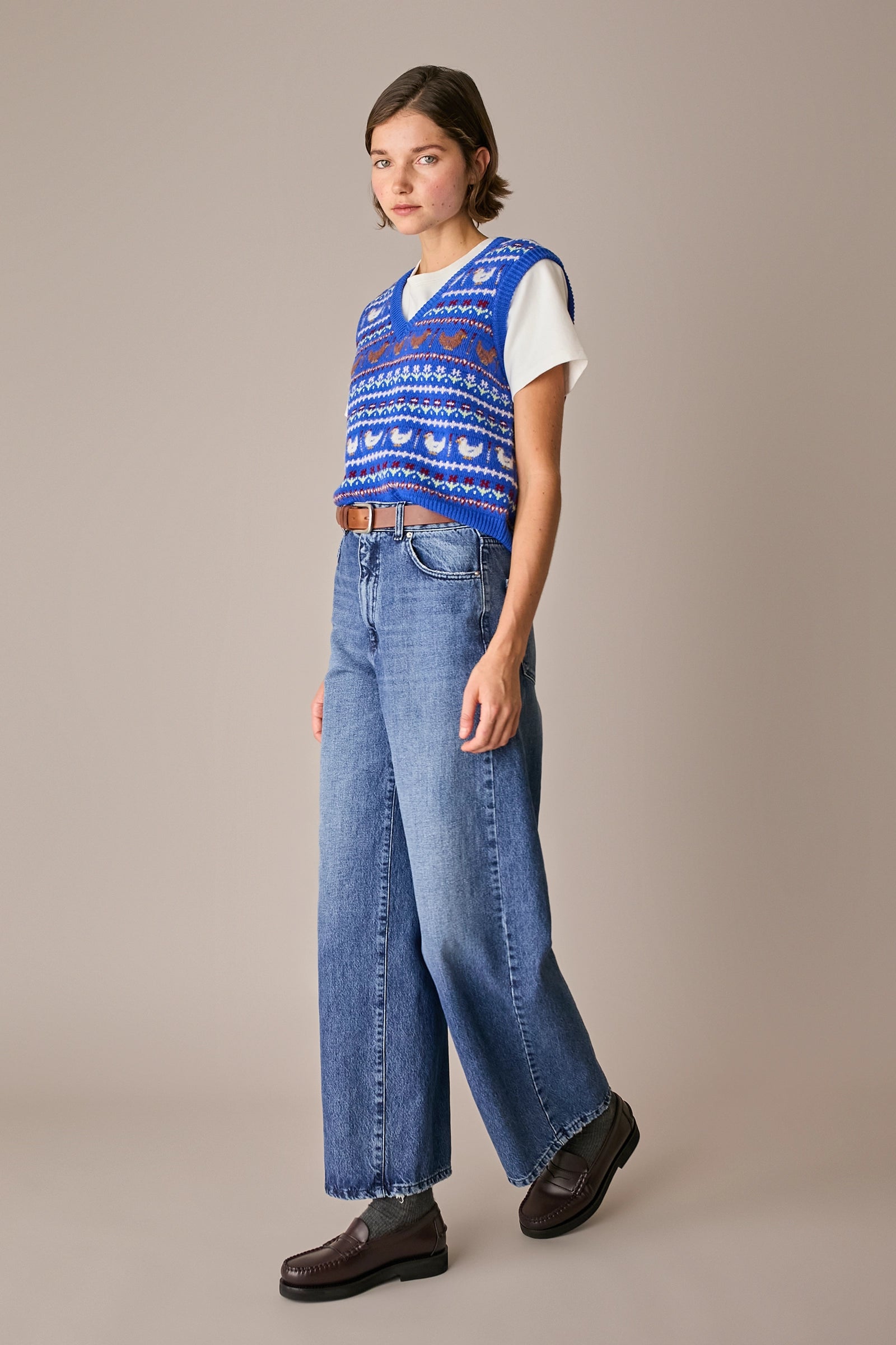 gilet chicken run rosa antico, scollo a v