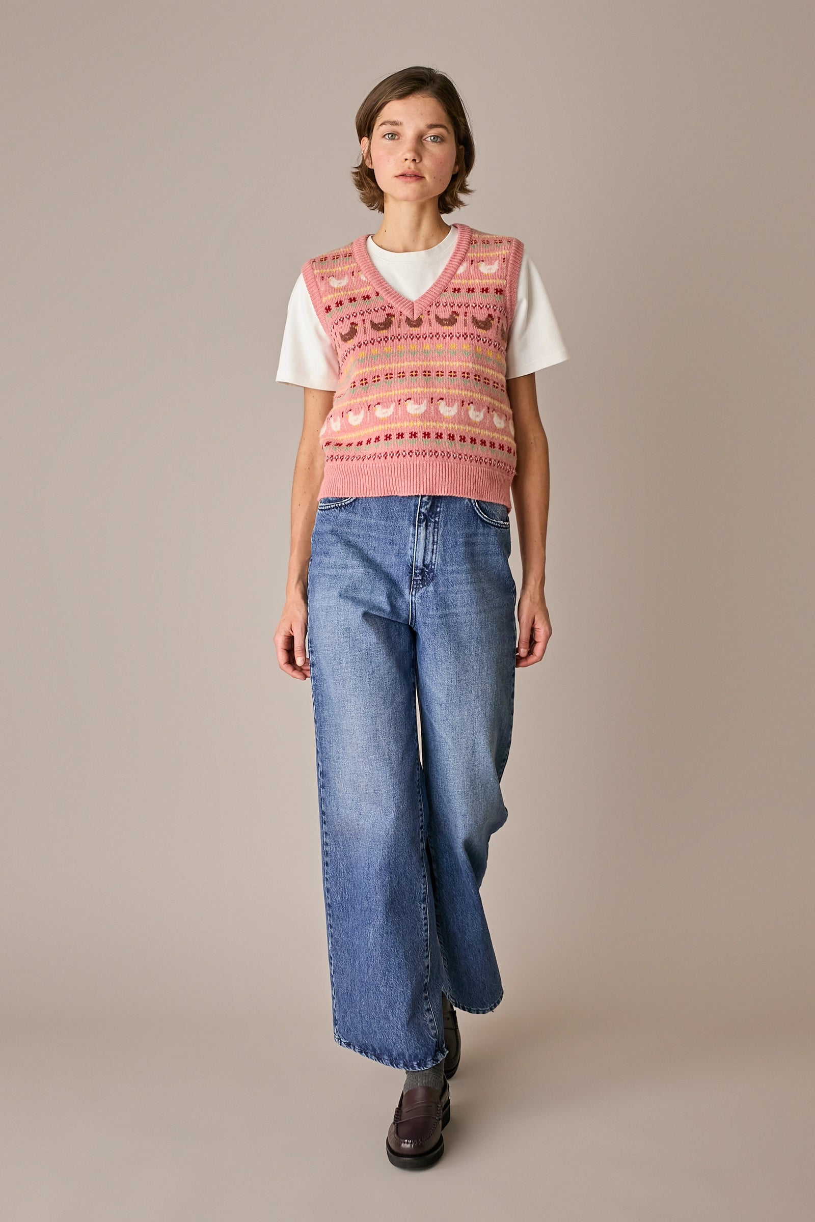 gilet chicken run rosa antico, made in italy