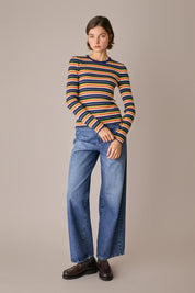 maglia a costine millerighe, made in italy, bluette