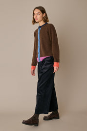 Alpaca blend color-block cardigan