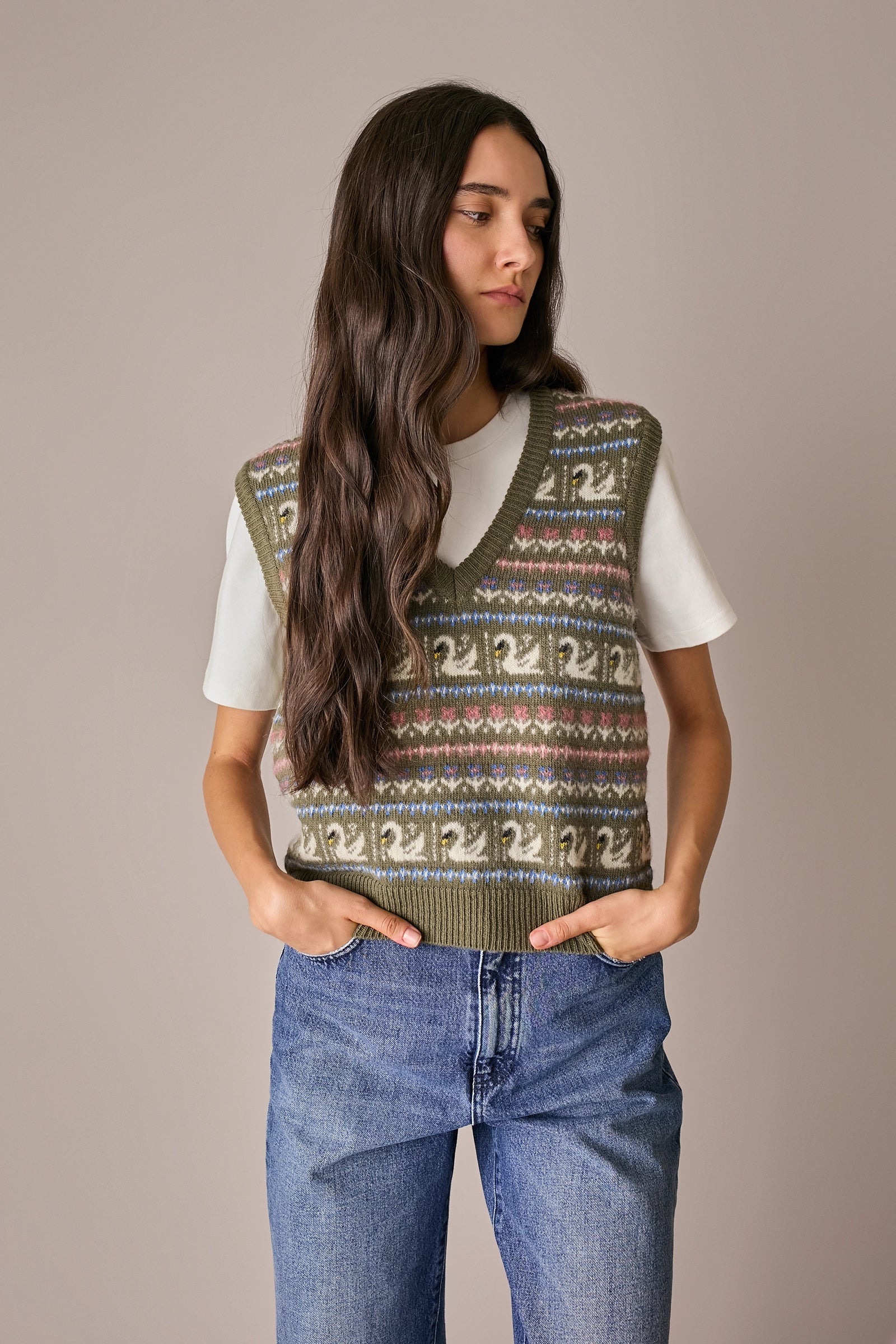 gilet swan dance bosco, orlo a costine