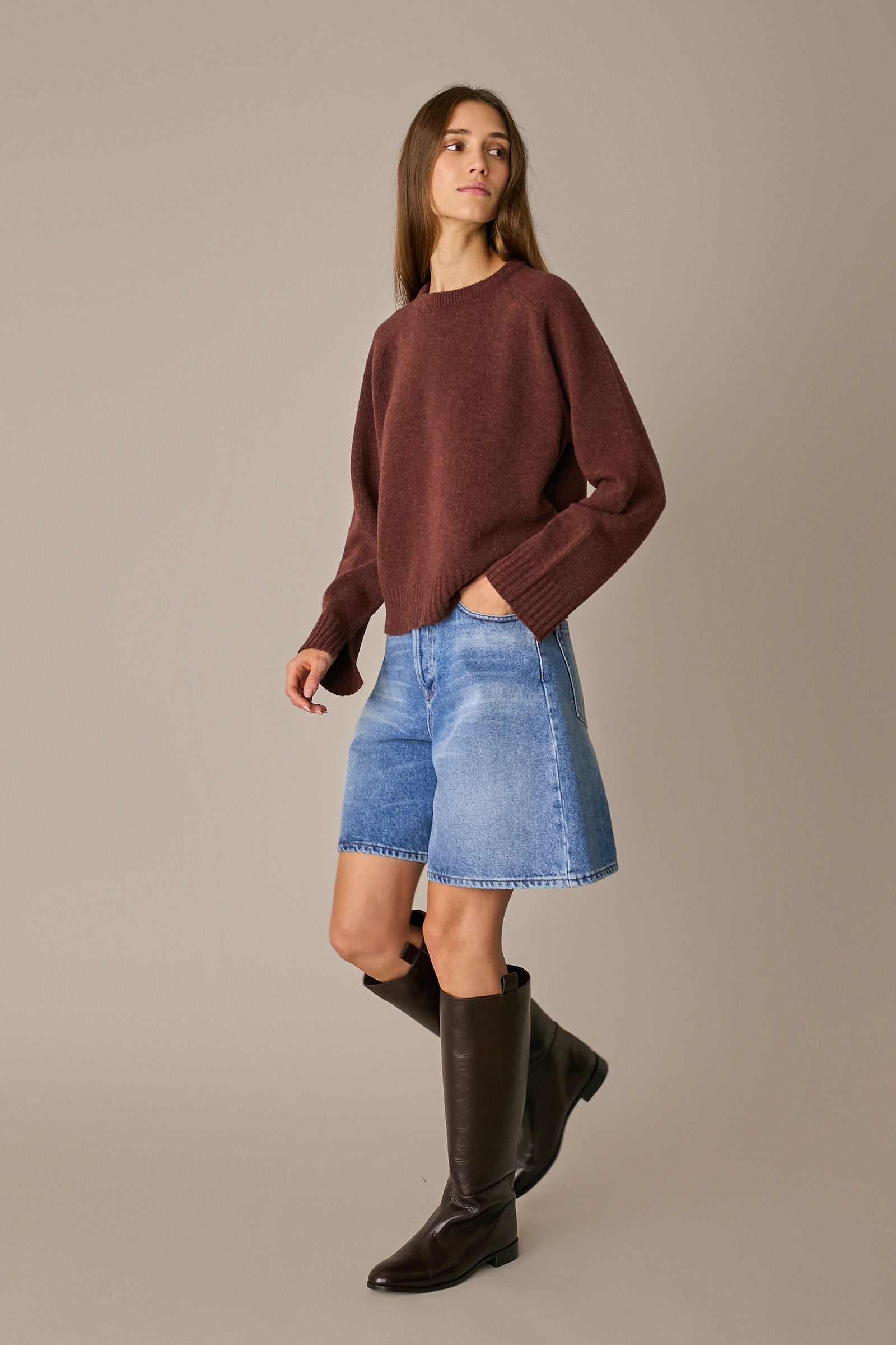Maglia girocollo boxy