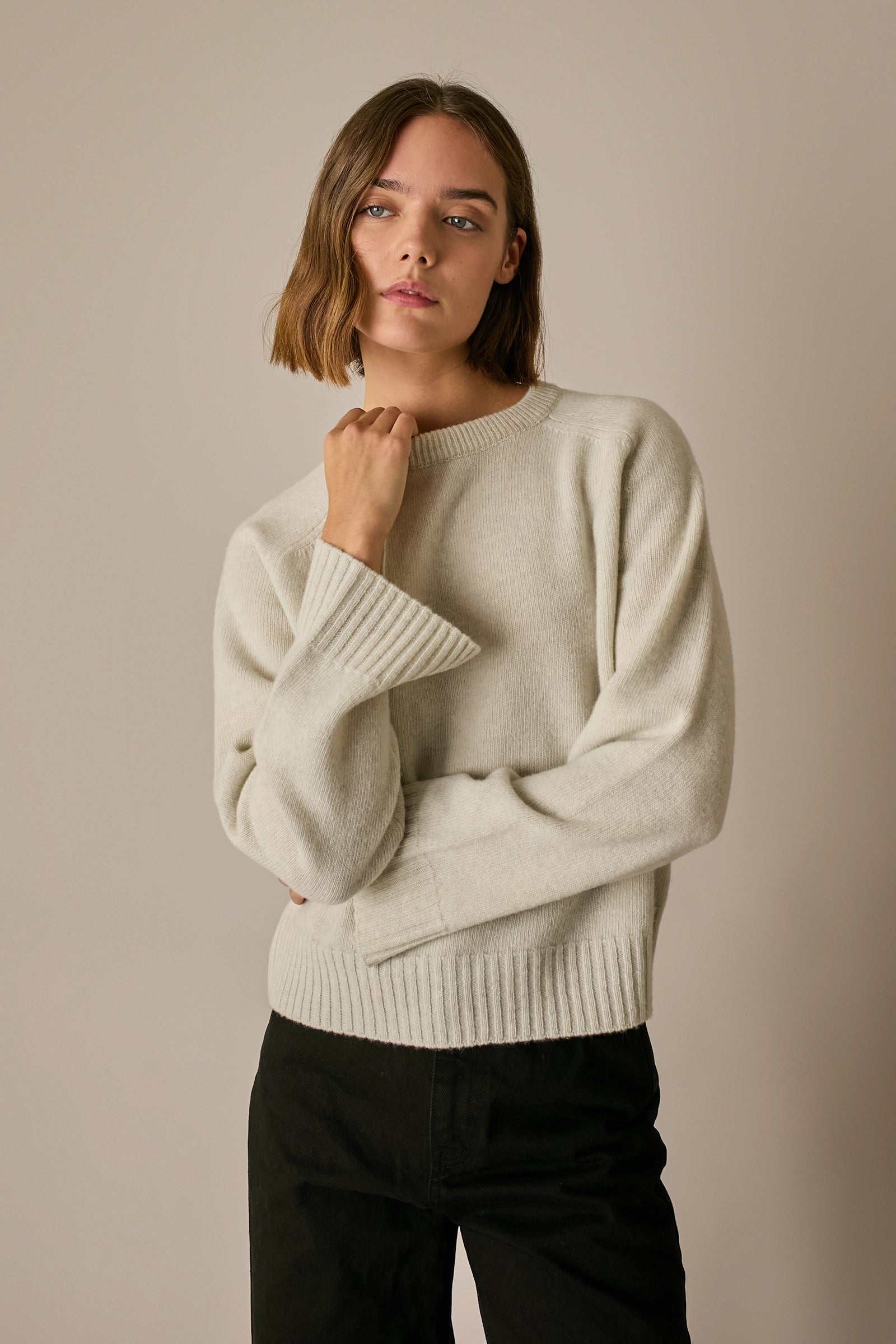 Boxy wool crewneck sweater