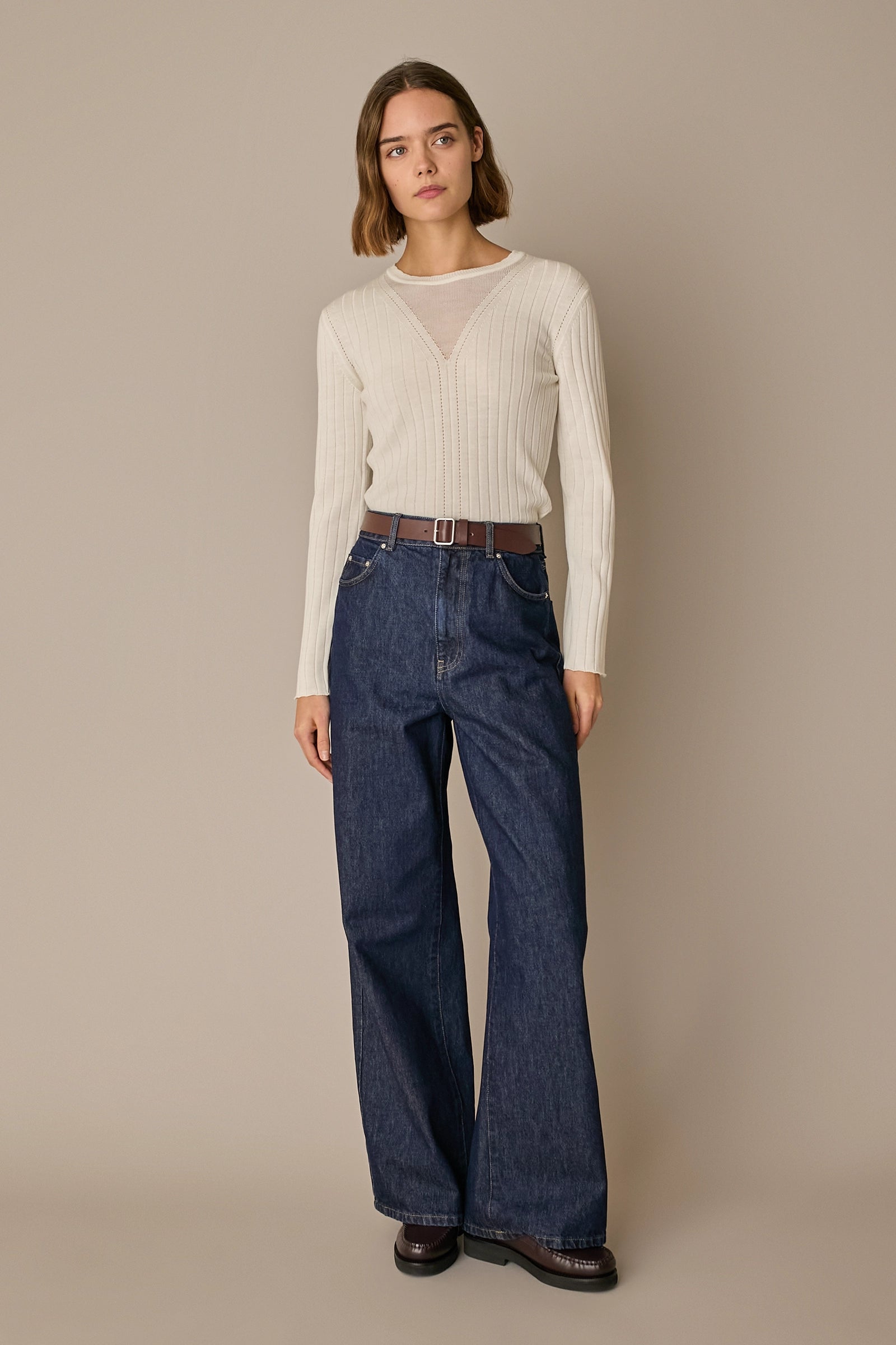 Fine virgin wool sweater with openwork details