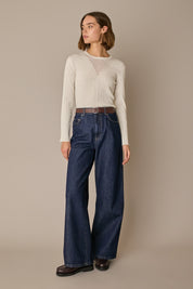 Fine virgin wool sweater with openwork details